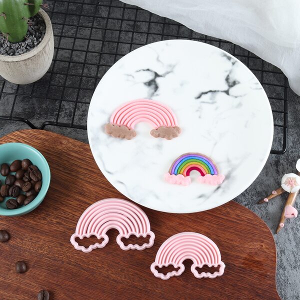 

2pcs Rainbow Shaped Biscuit Mold, Pink