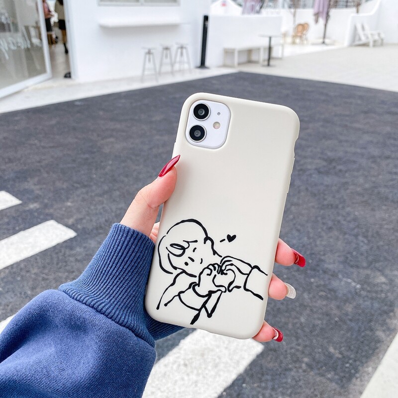 

2pcs Cartoon Couple Phone Case, Multicolor