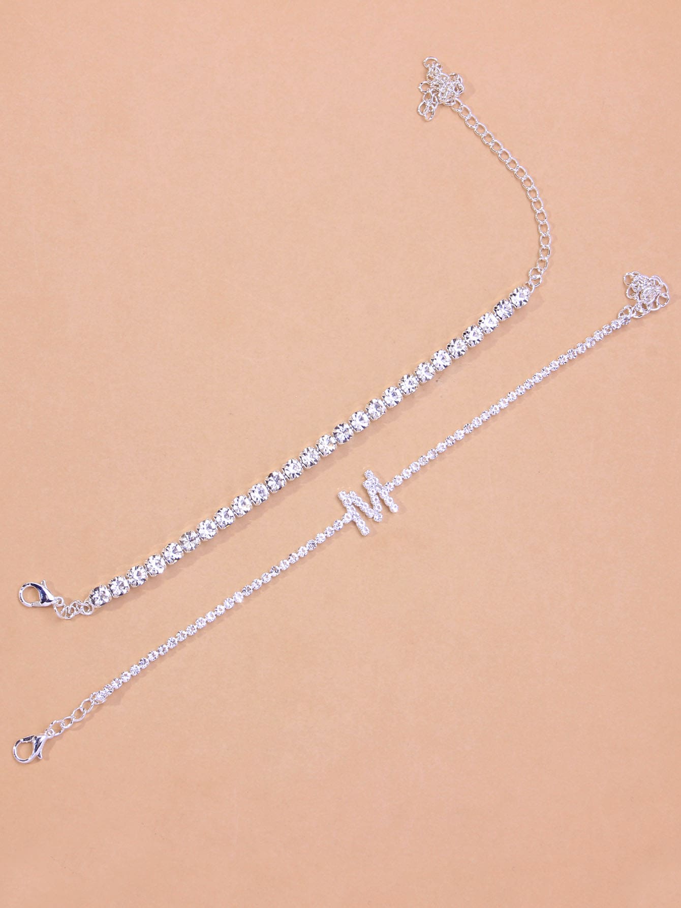 Casual Letter & Rhinestone Decorated Minimalist Dainty Anklet