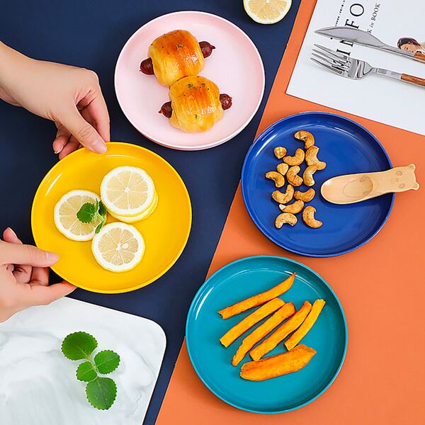 

1pc Random Color Round Plate, Multicolor