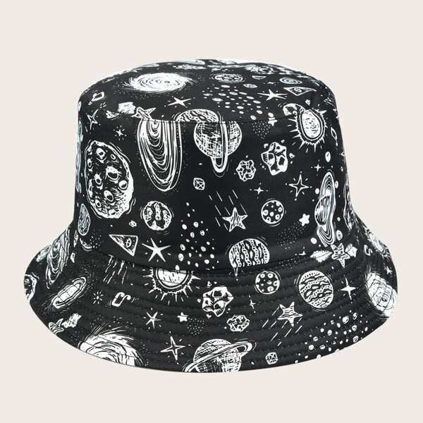 

Galaxy Print Bucket Hat, Black