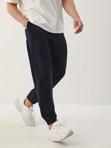 Manfinity Pantalones con estampado de letra - Azul Marino - Ver 5