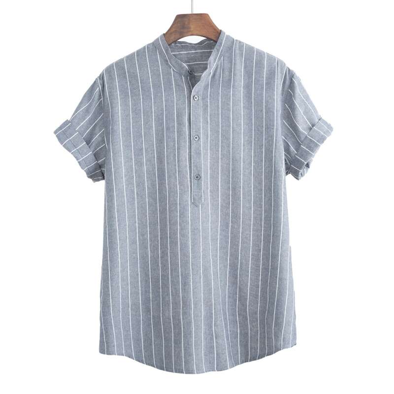 

Guys Striped Button Front Shirt, Dusty blue