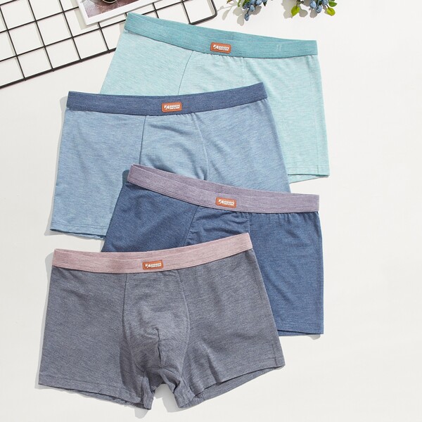 

Men 4 Pack Letter Patched Boxer Brief Set, Multicolor