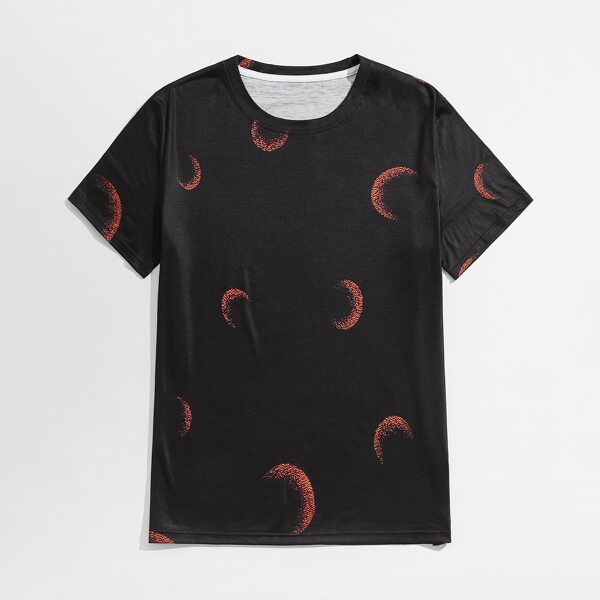 

Men Moon Print Lounge Tee, Black