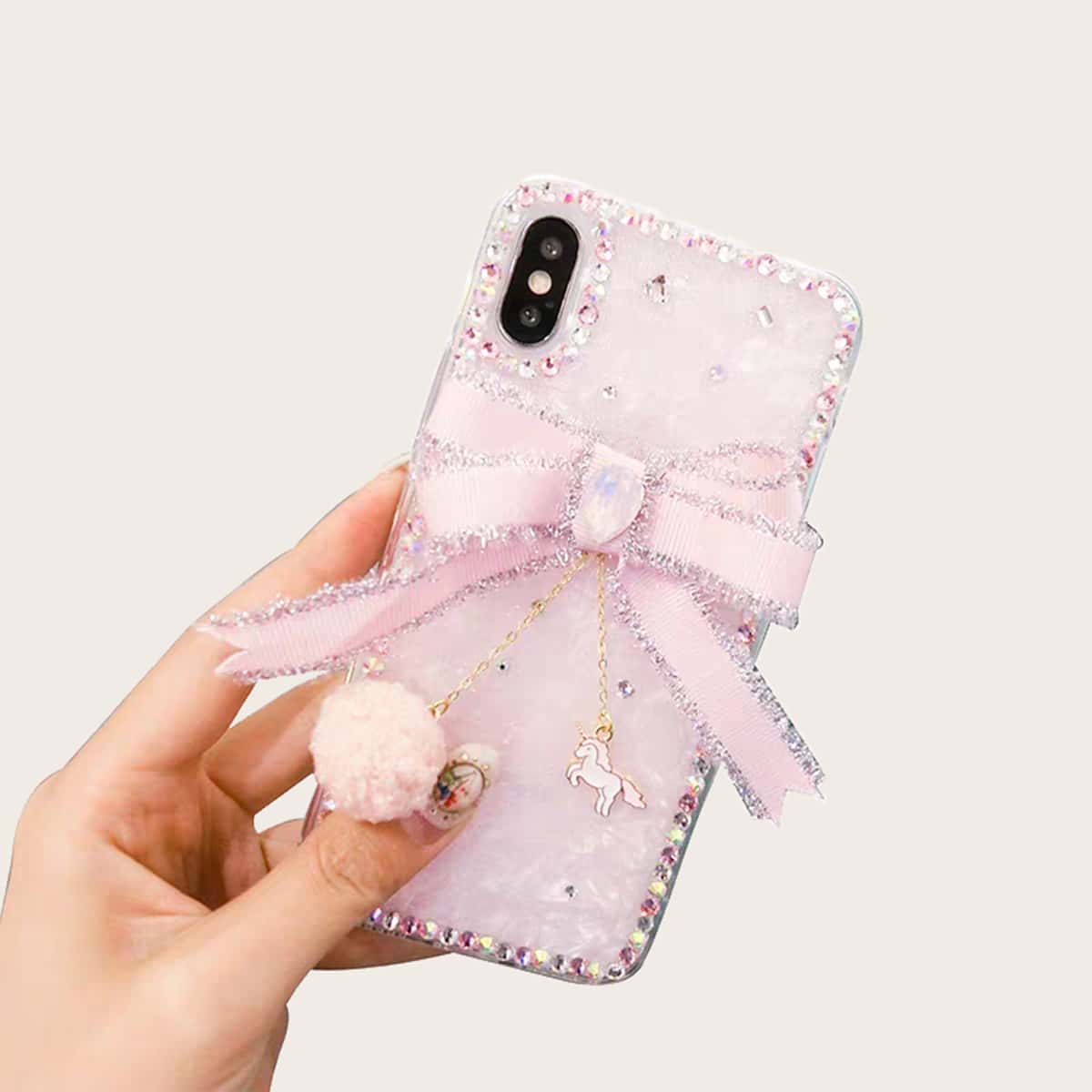 

Bow Rhinestone Decor Phone Case, Multicolor