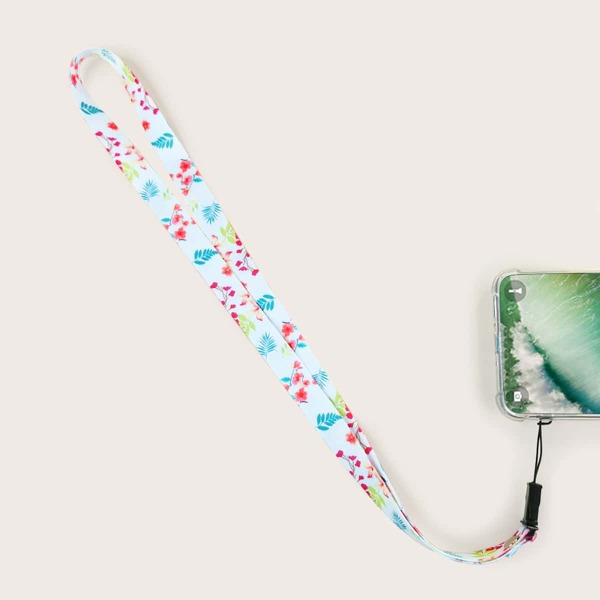 

Flower Pattern Phone Lanyard, White