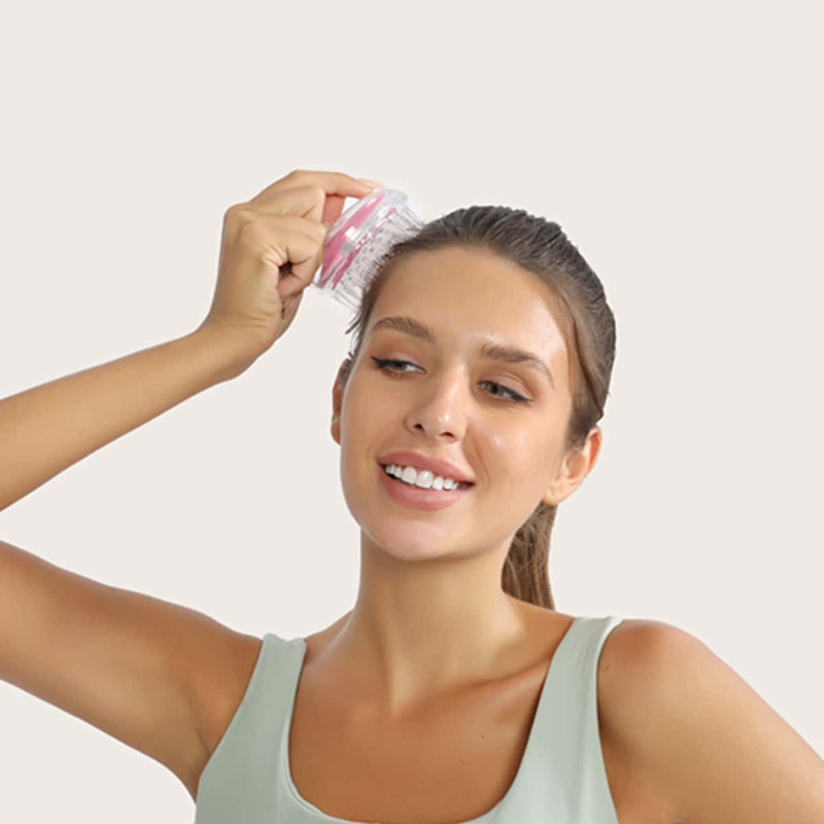

1pc Silicone Shampoo Massage Brush, Pink