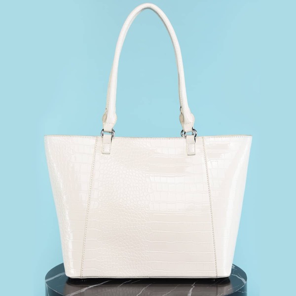 

Croc Embossed Large Capacity Bucket Bag, White