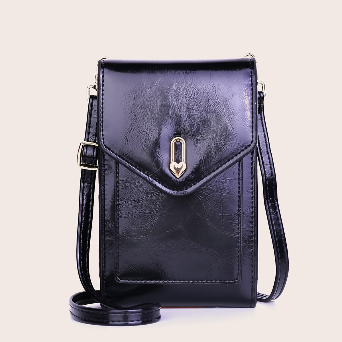 

Solid Crossbody Phone Bag, Black