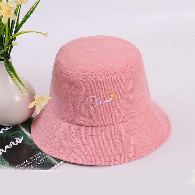 

Letter Embroidery Bucket Hat, Dusty pink