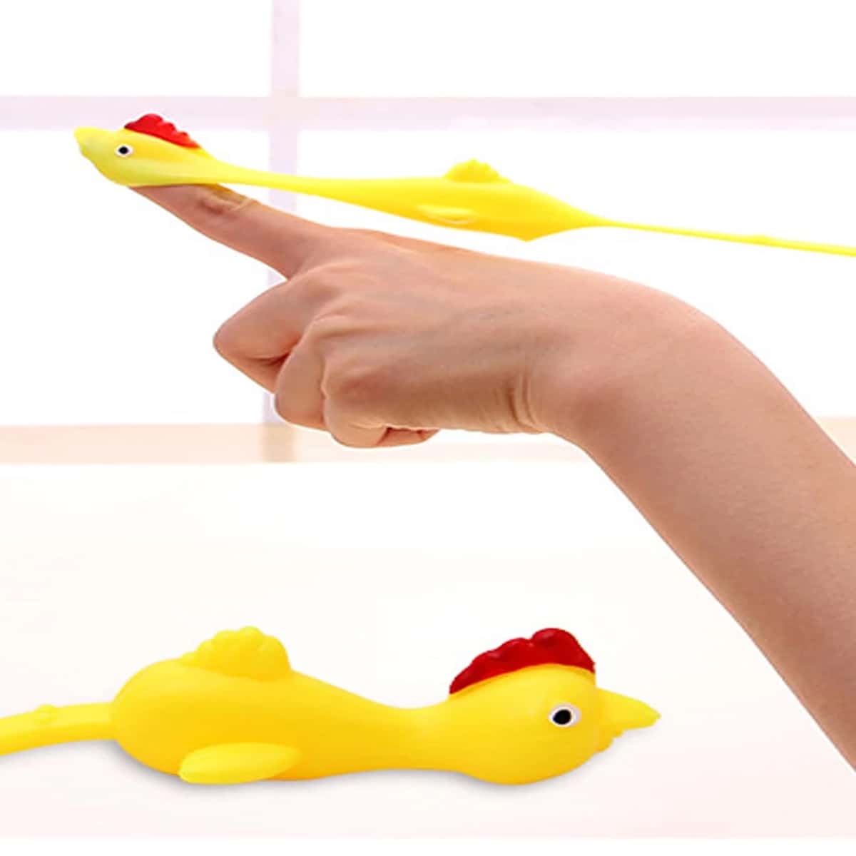 

3pcs Chicken Shape Stretchy Finger Slingshot, Yellow