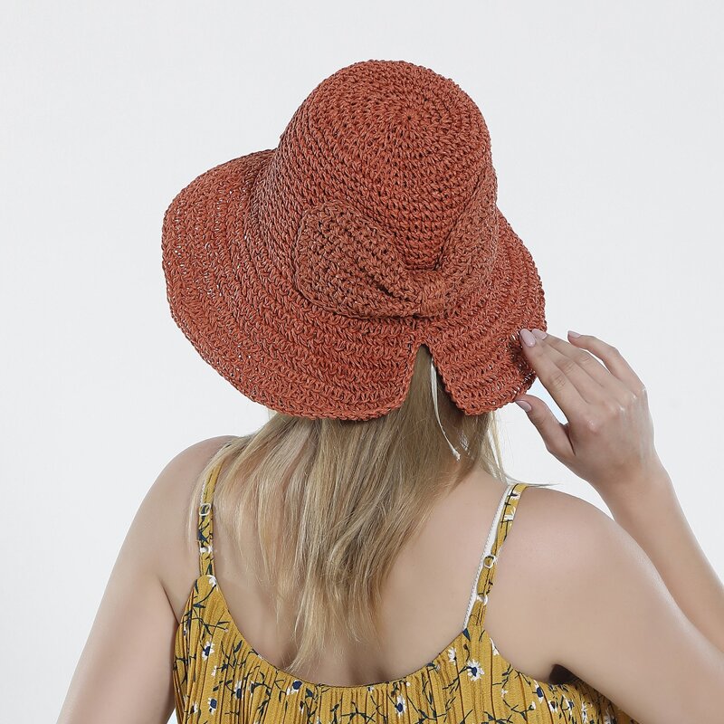 

Bow Decor Straw Hat, Burnt orange