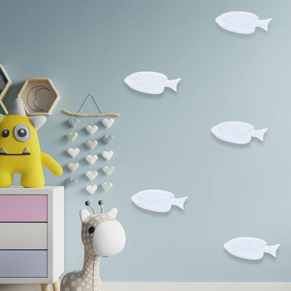 

1pc Fish Shaped Kids Wall Sticker, White