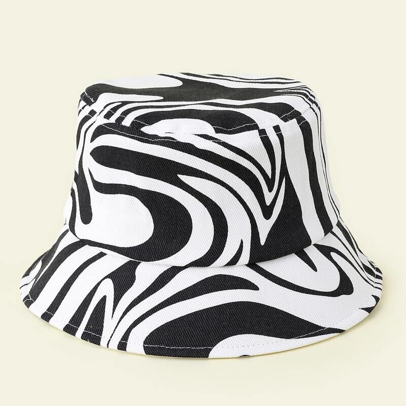 

Zebra Stripe Bucket Hat, Black and white