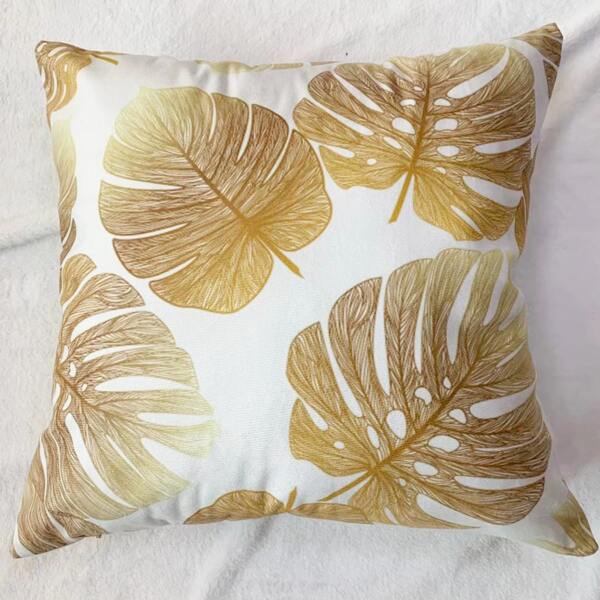 

Leaf Print Cushion Cover Without Filler, Multicolor