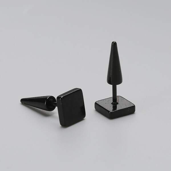 

Men Geo Stud Earrings, Black