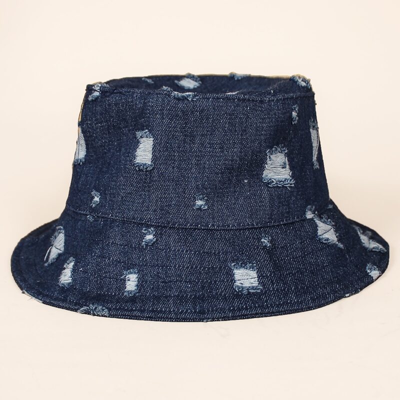 

1pc Ripped Bucket Hat, Navy blue