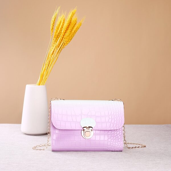 

Croc Embossed Push Lock Crossbody Bag, Lilac purple