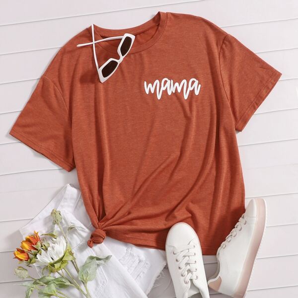 

Letter Graphic Crew Neck Tee, Burnt orange