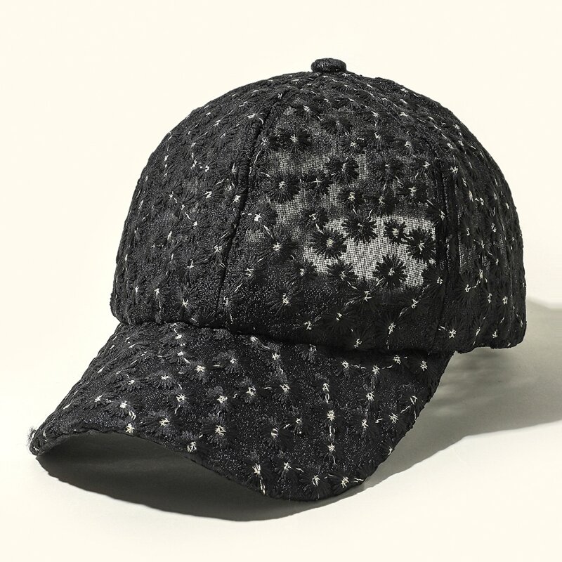 

Ditsy Floral Embroidery Baseball Cap, Black