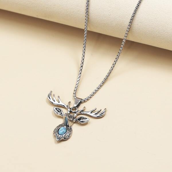 

Men Animal Charm Necklace, Silver