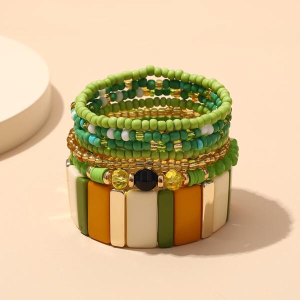 

6pcs Beaded Bracelet, Multicolor