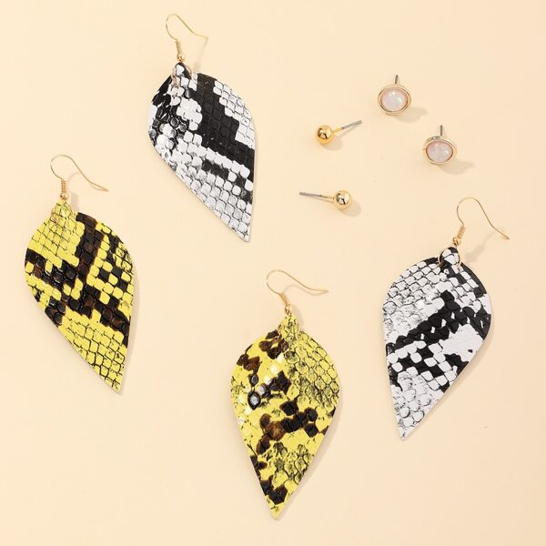 

4pairs Snakeskin Pattern Earrings, Multicolor