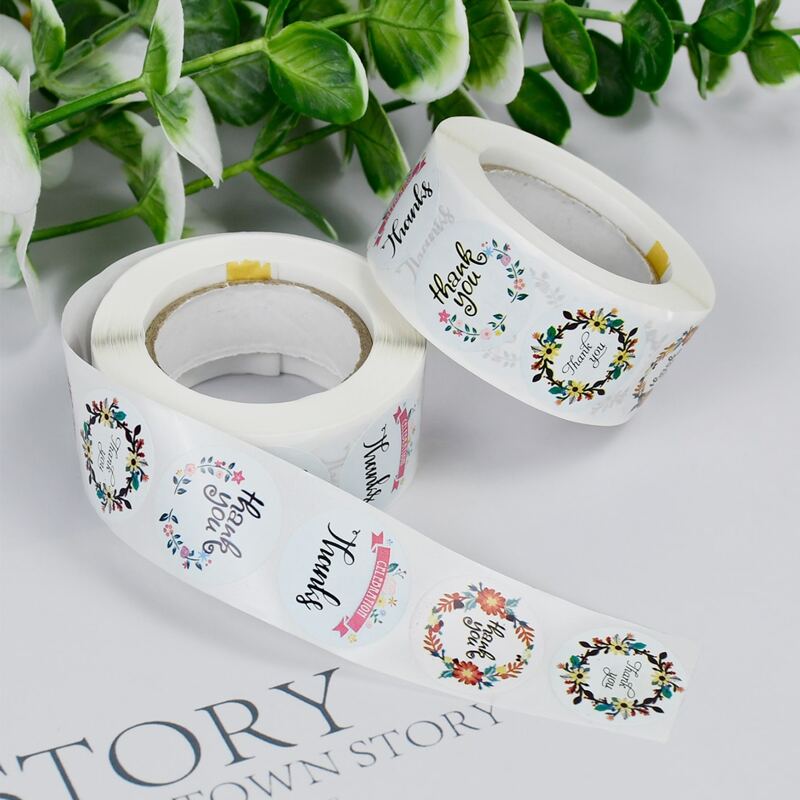 

500pcs Thank You Slogan Graphic Sticker, Multicolor