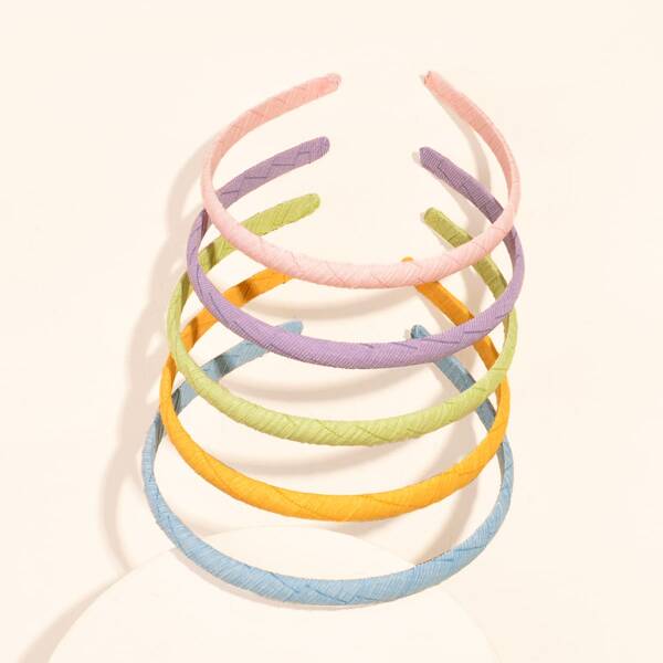 

5pcs Solid Hair Hoop, Multicolor