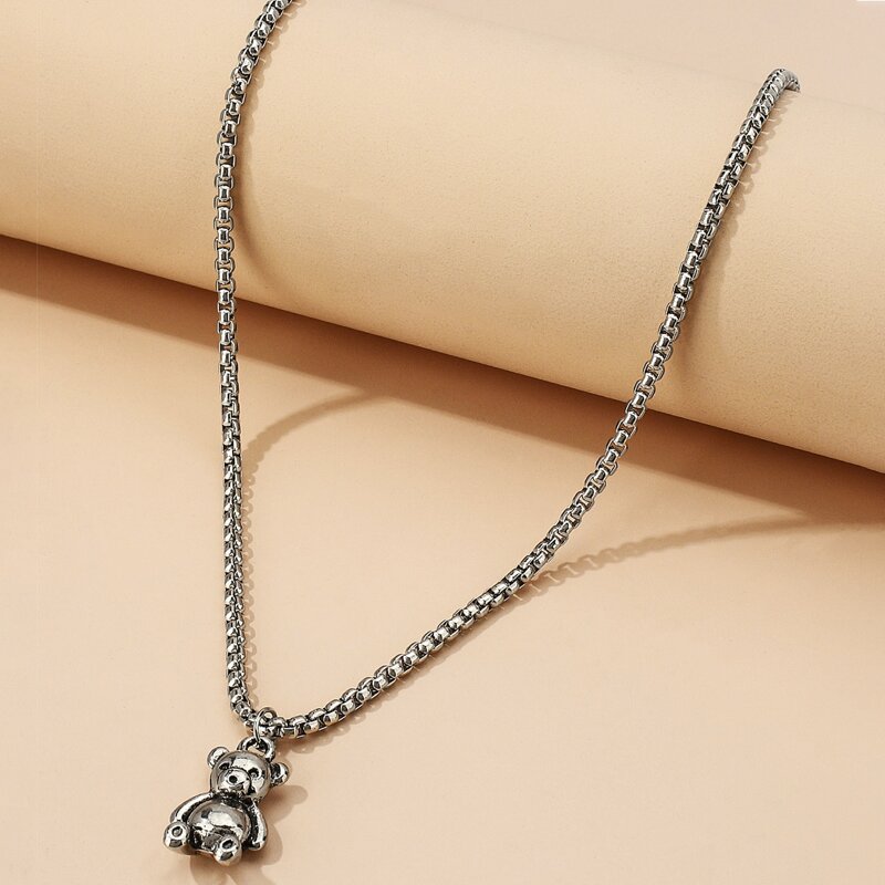 

Bear Pendant Necklace, Silver