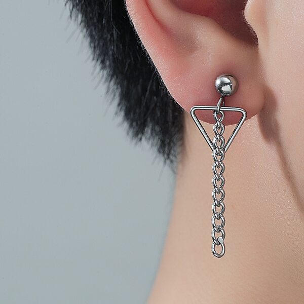 

Men Geo Drop Earrings, Silver