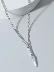 時尚流行男士金屬吊飾項鍊朋克嘻哈風格合金材料適合珠寶禮品和時尚外觀 - 銀色 - 查看 10