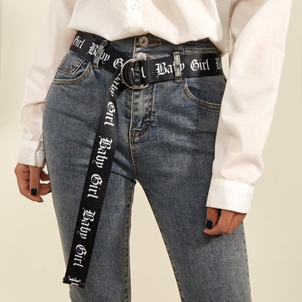 

Letter Graphic Tape Belt, Black