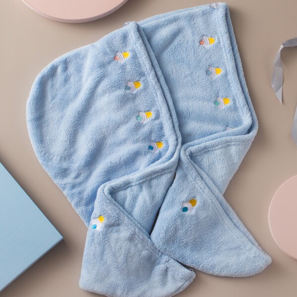 

1pc Ice Cream Embroidery Hair Drying Cap, Blue