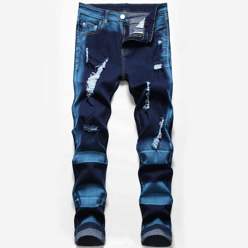 

Guys Washed Ripped Jeans, Dark wash