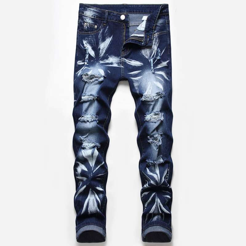 

Guys Washed Ripped Jeans, Dark wash