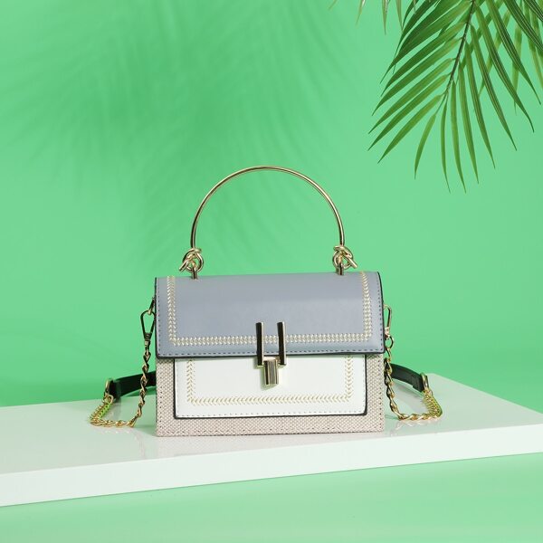 

Color Block Satchel Bag, Multicolor