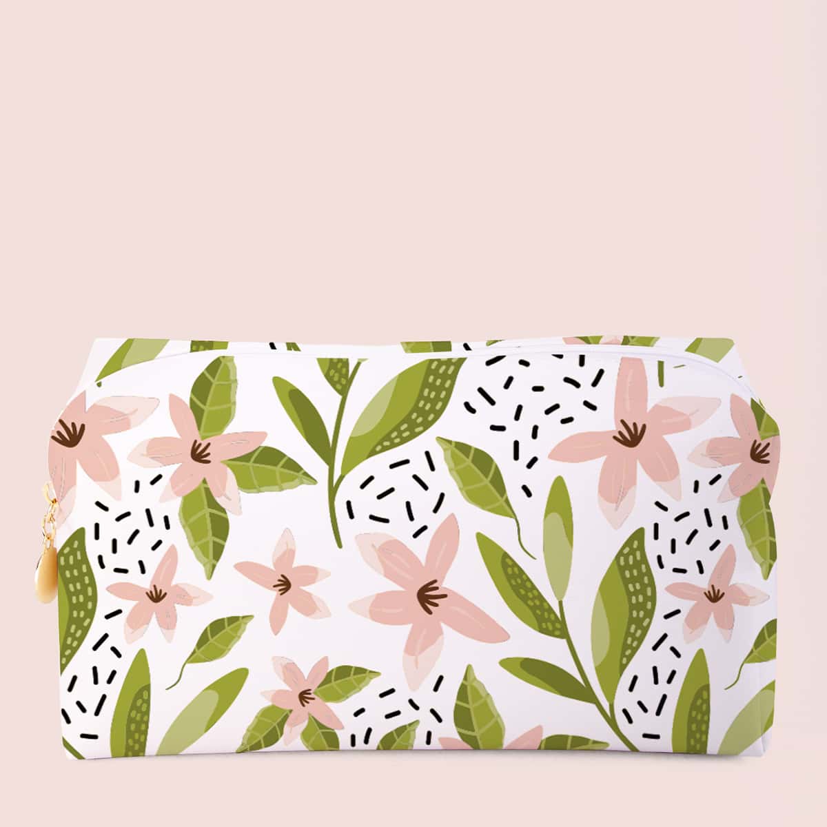 

Flower Print Square Makeup Bag, Multicolor