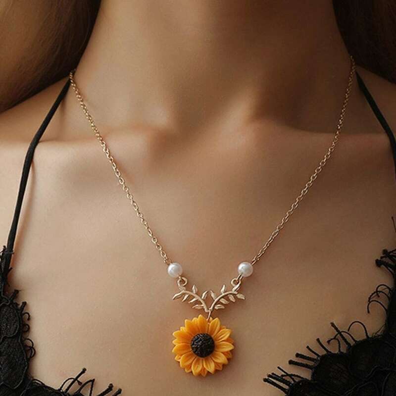 

Sunflower Pendant Necklace, Gold