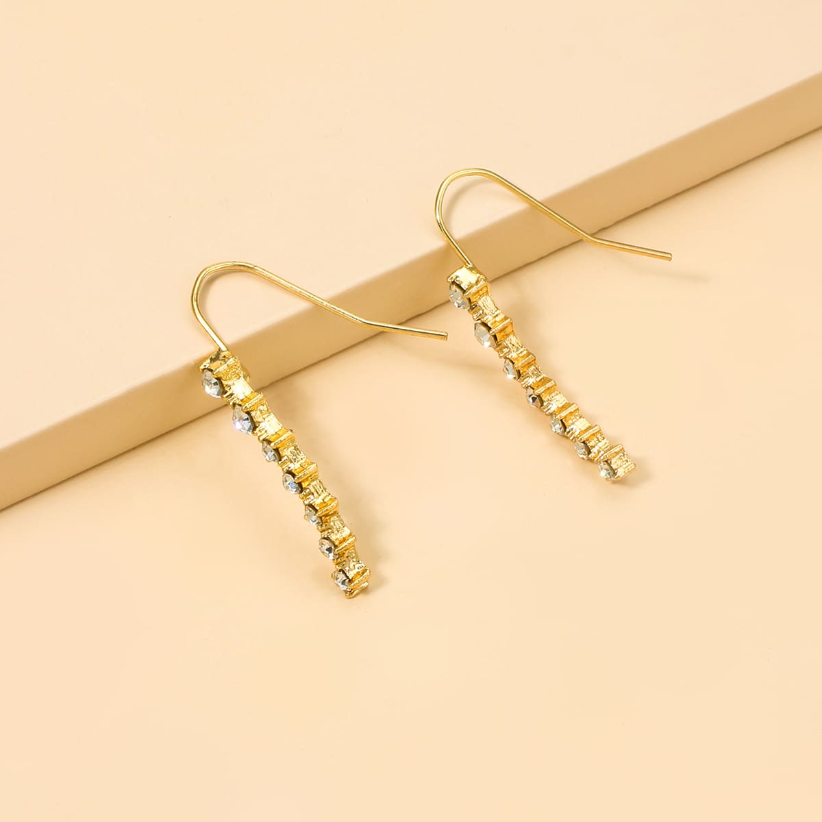 

Rhinestone Drop Earrings, Gold