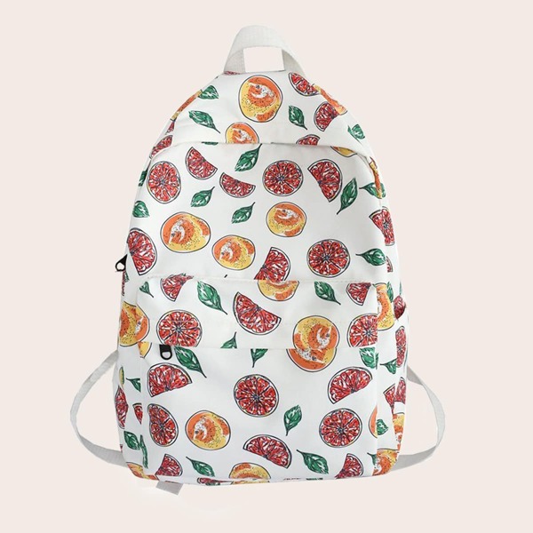 

Fruit Graphic Pocket Front School Bag, Multicolor