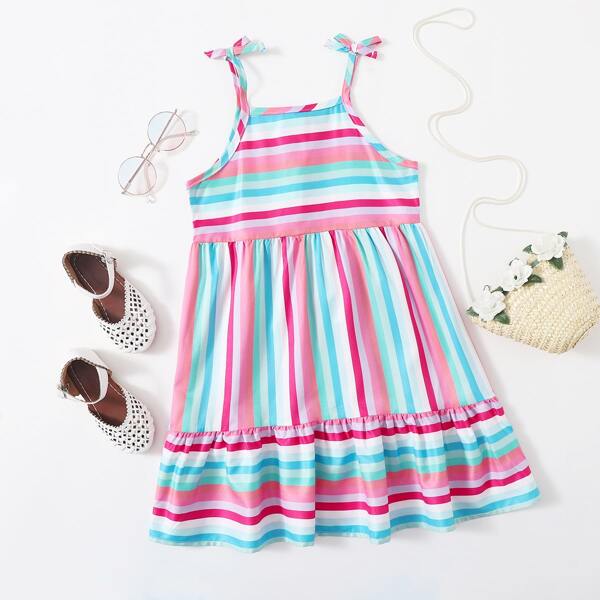 

Toddler Girls Striped Ruffle Hem Cami Dress, Multicolor