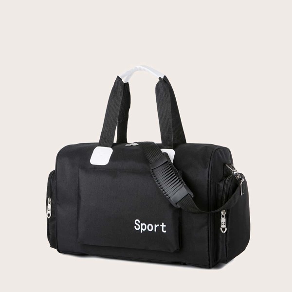 

Letter Graphic Large Capacity Duffel Bag, Black