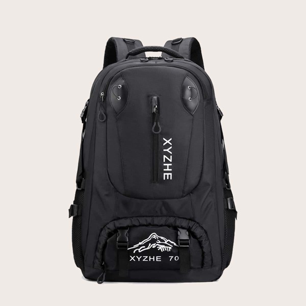 

Men Double Release Buckle Decor Backpack, Black