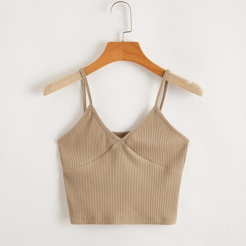 

Solid Ribbed Crop Cami, Mocha brown