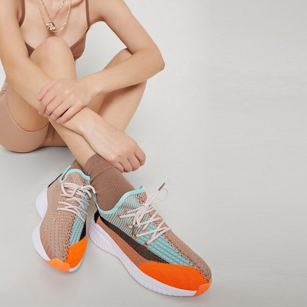 

Multicolored Lace-Up Sock Trainers, Multicolor