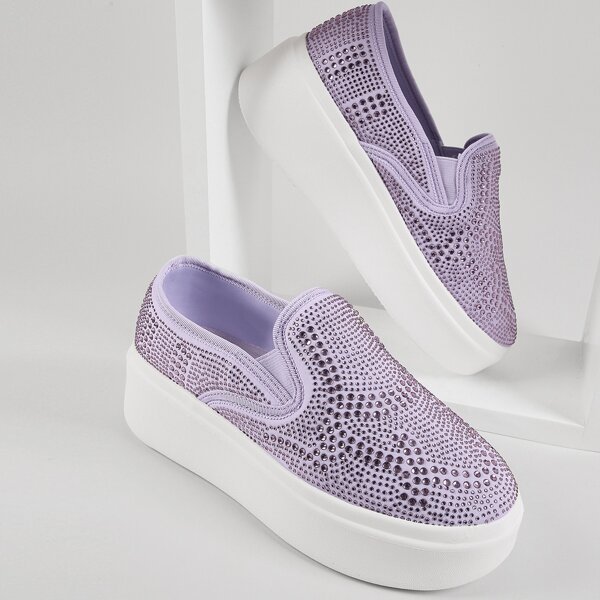 

Crystal Slip-On Platform Sneakers, Lilac purple