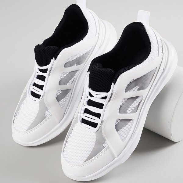 

Multicolored Mesh Lace-Up Trainers, Multicolor