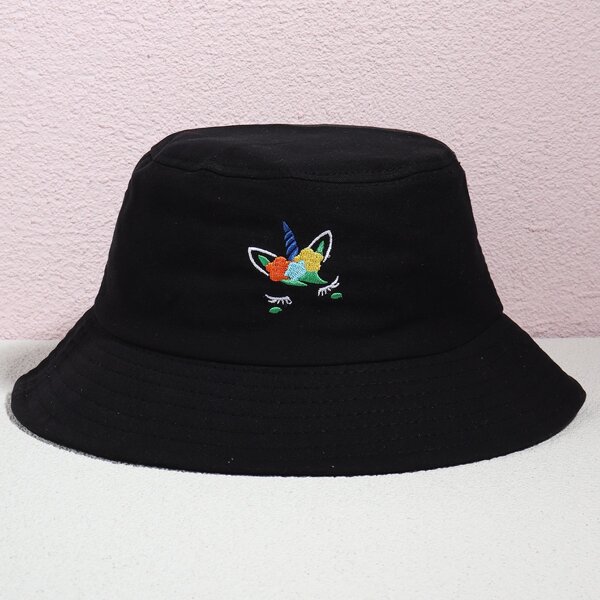 

Embroidery Bucket Hat, Black